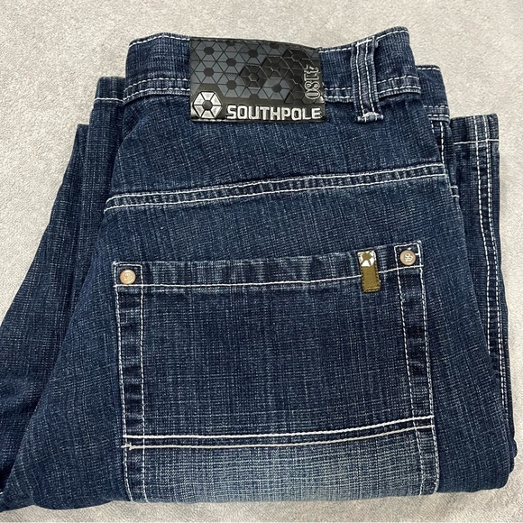 Southpole Jeans Black Wide Leg Baggy Denim Y2K Grunge 4180 Men’s 34x32 Flaws - Picture 1 of 12